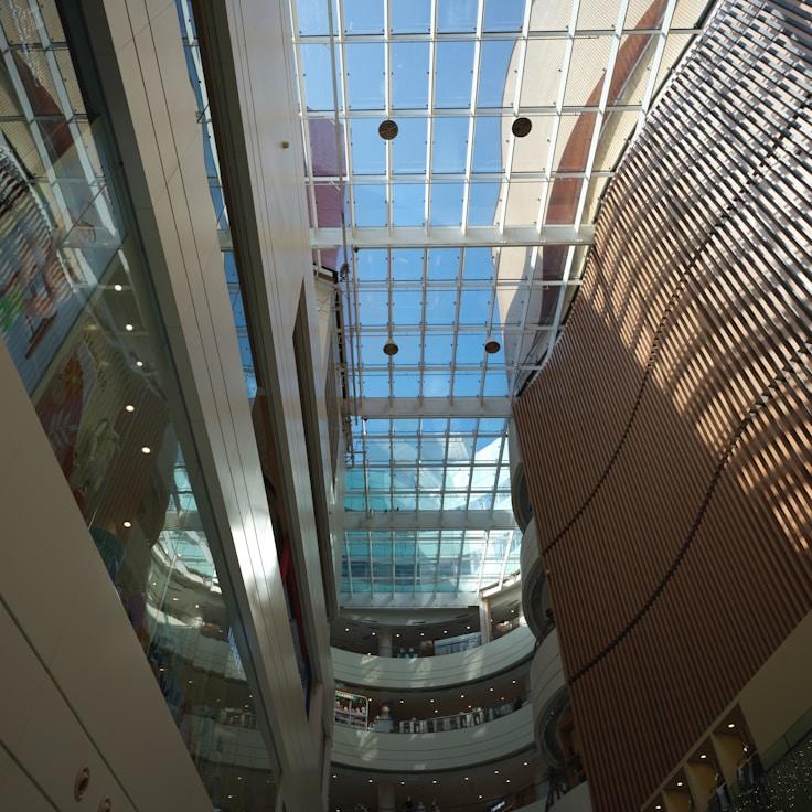 Shopping mall with wide corridors suitable for strollers